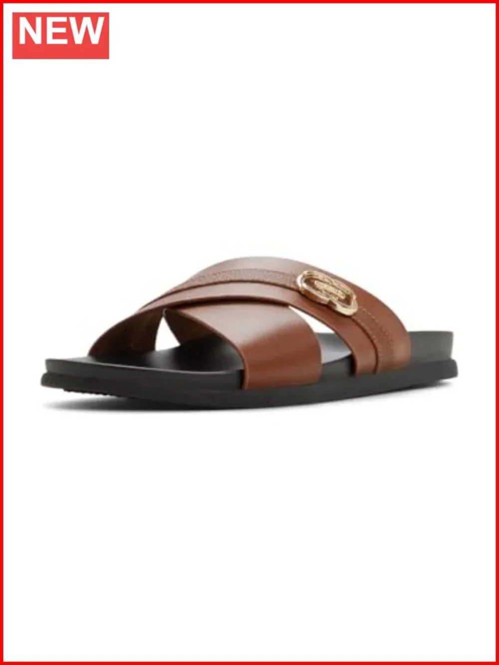 Men's Leather Cross-strap Slide Sandals